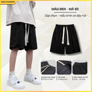 Quần jean short basic ống rộng S2 WASH XANH NHẠTdành cho cả nam và nữ mặc thoải mái dễ phối đồ