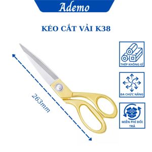Kéo cắt vải k38 kéo thợ may cán vàng siêu sắc bén dài 263mm - Ademo