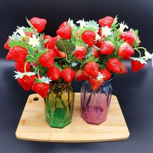 HUIHEYU Lifelike Artificial Strawberry Berry Branch Plastic Creative Simulation Plant Fruit Home Decoration DIY Strawberry Bouquet Wedding