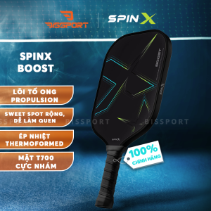 Vợt Pickleball SpinX Boost Đen 16mm Elongate Chính Hãng – Tăng Cường Sức Mạnh Kiểm Soát Chính Xác Trong Từng Cú Đánh