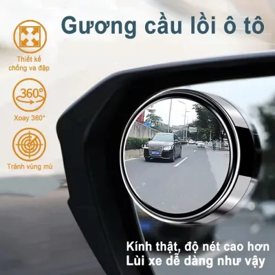Gương Chiếu Hậu Ô Tô - Gương Cầu Lồi Tròn Nhỏ An Toàn Lái Xe - Hỗ Trợ Lùi Xe Góc Rộng 360 Độ K1-9.4