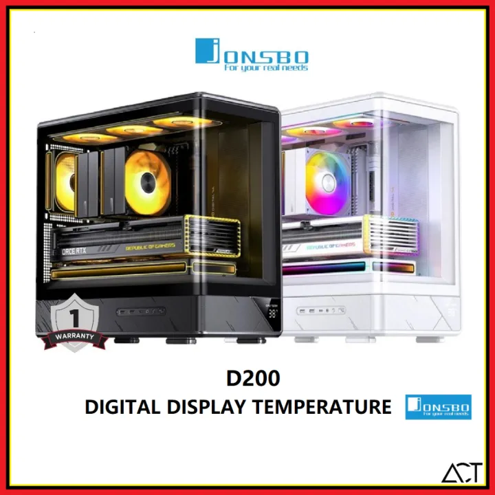 JONSBO D200 CURVED GLASS SURFACE PC ITX / MATX / ATX Gaming Chassis Desktop Casing (Black / White)