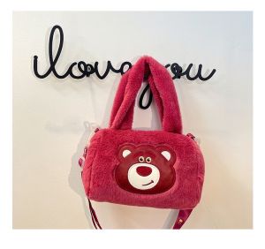(พร้อมส่ง)H10161กระเป๋าสะพายไหล่ ผ้ากํามะหยี่ขนนิ่ม ลายการ์ตูนน่ารัก สําหรับเด็กผู้หญิง