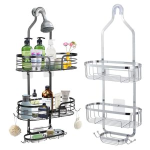 CUNXIN Anti-Swing Hanging Shower Basket Rustproof Hooks Soap Holder Durable No Drilling Storage Rack Sponge