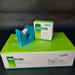 1BOX isi 20 PCS - Isopore / Onehealth Paper Tape 125cm x 92m + Dispenser Onemed Plester Kertas Medical