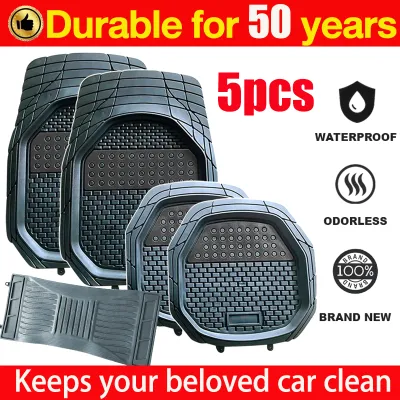 ✨Kedai🚀【24H Delivery】🚀5PCS Universal Car Floor Mats Waterproof Foot Pad Anti-slip Carpet Anti Slip Full Set High End Rubber Fit for Myvi Saga