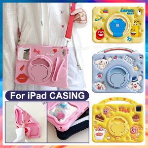 360°Rotatable KickStand Kid Cute Cartoon 3D Lips Shockproof Tablet Cover Case for iPad 11th A16 10th 9th 8th 7th Gen 10.2 Pro11 Air11 Air6 Air4 Air5 Air7 mini 7 6 5 4 3 9.7 Casing