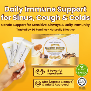 Straits Wholefoods Immunity Booster (With Organic Tiger Milk Mushroom Organic Cordyceps & Vitamin C) -Plant-based/Halal