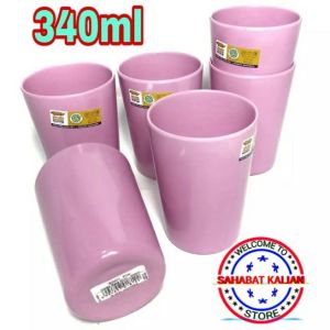 (6 PCS) GELAS MELAMIN RATA GOLDEN DRAGON B0401 PINK PUNCH 340ML