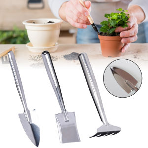 3Pcs Mini Stainless Steel Garden Tool Set: Shovel Trowel Rake for Potted Plants Succulents