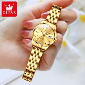 OLEVS Watch For Women Original Waterproof Luxury High Quality Calendar Luminous Stainless Steel Quartz Watches With Free Box