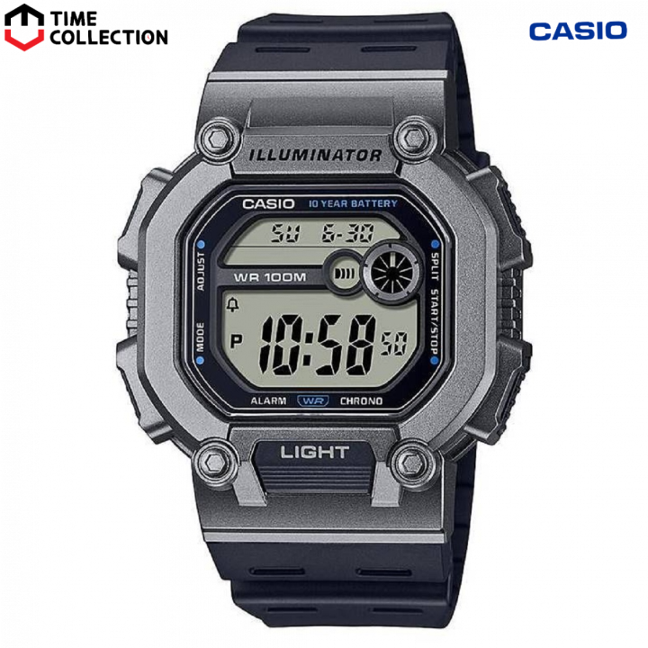 Digital Watch Casio Men's Illuminator W218H-1AV Black Digital