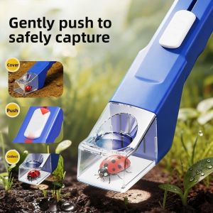 CUTE ELVES Push Type Handheld Insect Catcher Transparent Observer Box Reusable Tool Portable Insect Observer Durable with Magnifying Glass Insect Trap Indoor Use