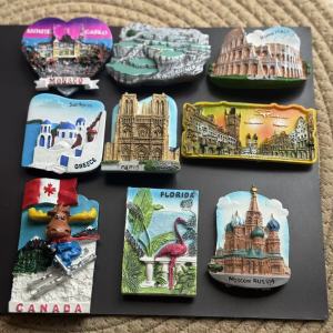 1pc World Travel Fridge Magnet 3D Resin Vacation Paris Colosseum Monaco Prague Square Greece Moscow Florida Türkiye Canada Souvenirs decorative Refrigerator Home Office