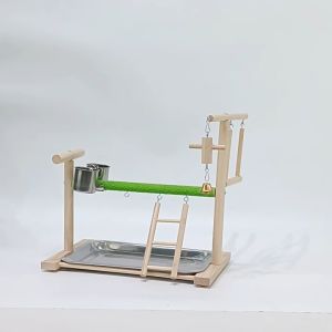 Bird Perch Stand Parrot Playground Bird Play Gym Stainless Steel Tray Feeding Cups Budgie Cockatiel Lovebird