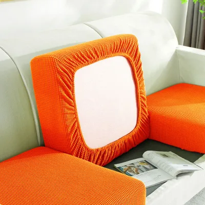 【Ready Stock】Solid Elastic Sofa Seat Cover Patchwork Sofa Cover 1/2/3/4 Seater Solid Color Fleece Sarung Kusyen Bujur Back Cushion Cover for Living Room Decorate Sarung Sofa【hooking】