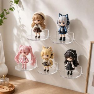 FLAIRBOX 5 pcs Transparent Acrylic Figure Stand ic Self-Adhesive Clear Display Holder Wall Decor Multi-Functional Dolls Stand Shelf Figurines