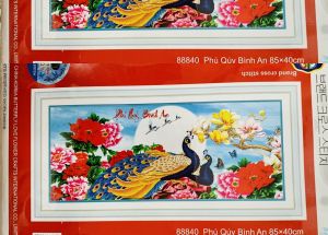 [HCM]Tranh thêu chữ thập công phú quý bình an 88840 - kích thước 85 * 40