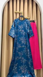 Áo dài suông cổ tròn lụa bông - VANIA