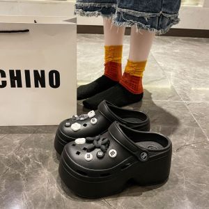 [Free Shipping] In Stock: 8.0CM High-Heeled Clogs For Women Suitable For Outdoor Wear With Thick Soles Fashionable Wedge Heels And Trendy EVA Sandals
