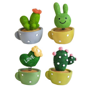 4 PCS Cute Mini Cactus Figurines Automotive Dashboard Cute Decoration for Car Dashboard Office Desk