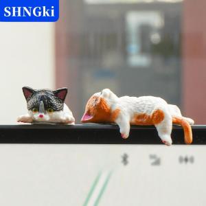 SHNGki 5PC Xe cảnh quan mèo đồ trang trí dễ thương phim hoạt hình mèo trang trí xe trung tâm giao diện điều hướng Màn hình ngủ mèo trang trí thu nhỏ