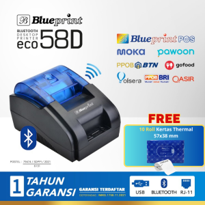 [FREE KERTAS THERMAL 10pcs] Printer Thermal Bluetooth Blueprint ECO58D