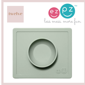 EZPZ Silicone Suction Happy Placemat + Bowl l 100% Food-Grade Silicone Bowl with Built-in Placemat for Toddlers + Preschoolers l Dishwasher Safe