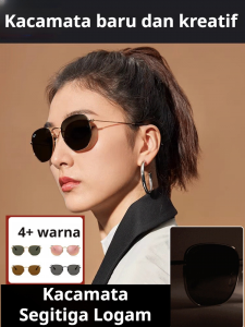 Kacamata Hitam Wanita Logam Warna-warni Bingkai Kecil Kacamata Fashion Kacamata Hitam Poligonal Keren