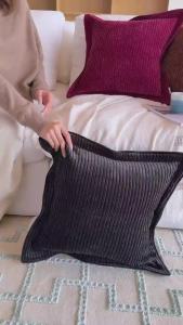 Throw Pillow & Cushion Cover Corduroy Stripe Minimal Style 45x45 cm • Soft Velvet Texture • Decorative Pillow for Sofa Living Room Bedroom RooviHome Velvet Cord Line Collection