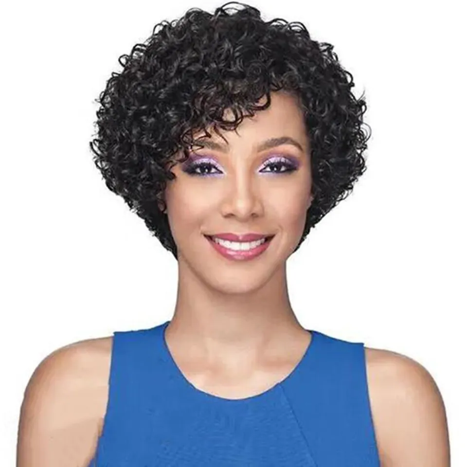 Human Hair Wigs For Black Women Short Wigs No Lace Front Natural