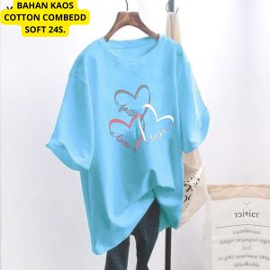 LOVELY ~ COD Kaos Oblong Lengan Pendek Jumbo/ Kaos Oblong Jumbo/ Kaos Distro Oversize/ Kaos Kekinian Kaos Wanita Oversize/Atasan New Love