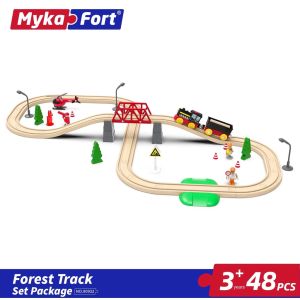 ของเล่นไม้เสริมพัฒนาการเด็ก ชุดเครนก่อสร้าง รถรางไม้มีจิ๊กซอ 34 ชึ้น ของเล่นไม้สวนจำลองทั้งเมือง