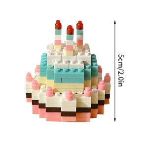 3D Mini Birthday Cake Building Blocks Creative Happy Birthday Cake Assembly Building Blocks Handmade Desktop Decoration Model Girl and Boy Birthday Gifts