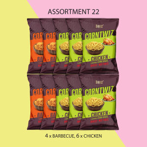 Bonz Corntwiz Baked Corn Snack 70g x 10 [Bundle of Ten] -  Chilli Cheese Barbecue Cheese and Chicken Flavors [Halal Certified]