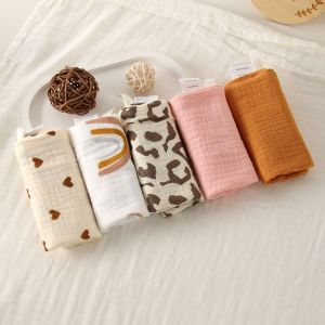 YUDESHUI 3/5Pcs Mềm Khăn bông trẻ em Thấm hút Bông Nguyên Chất 6 lớp Vải ợ trẻ sơ sinh Khăn cho bé Khăn vuông