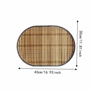 NOER Edge Binding Bamboo Placemat Rustic Lightweight Table Protection Mat Ellipse Knitted Dining Table Pad Kitchen Decoration