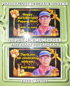50th 60th 70th Birthday Gold Black Theme Personalized Keychain Souvenir Giveaways (FreeLayout-20pcs Minimum) party