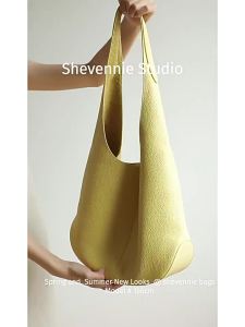 Top-grain leather bucket bag simple and casual style large-capacity tote bag niche design shoulder bag bag handbag