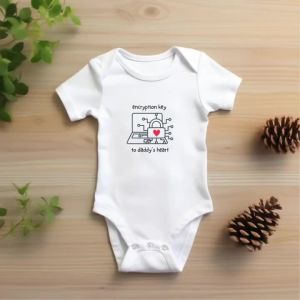 Baby bodysuit with dads heart encryption key cybersecurity-themed newborn gift for tech-savvy parents perfect for Geek Fathers Day. 77JH