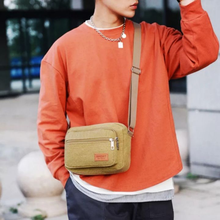 [จัดส่ง ใน 24 ชม.] กระเป๋า สะพาย ข้าง กระเป๋าสะพาย ไหล่ กระเป๋า ผ้าใบ ...
