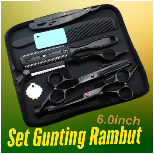 PROMO Set Gunting Rambut Lengkap 1 Set Sasak Super Tajam Flat Hairdressing Scissors 8 PCS - HI679