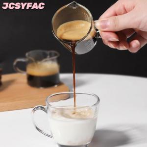 JCSYFAC 70 75ml Espresso Shot Glass đôi Spout Glass đo cup chịu nhiệt xử lý rõ ràng quy mô rượu vang Sữa Cà Phê Đo Jug