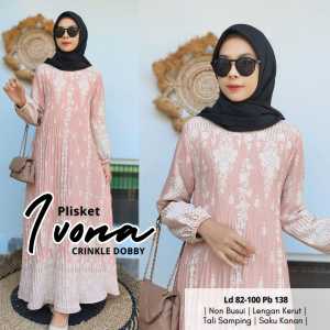 Ivona Dress Kekinian Plisket Crinkle Dobby Premium/ Gamis Pesta 2024 Exclusive Crinkle Dobby