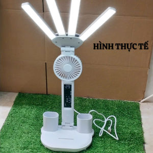 Đèn để bàn chống cận đèn sạc tích điện tích hợp đồng hồ nhiệt độ màn hình led