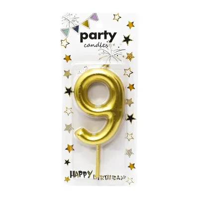CGS Big Shiny Number Candle (9) (Gold)