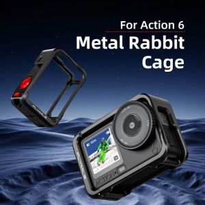 OKKFINE with Lens Cover Protective Case Aluminum Alloy Quick Release Metal Cage Built-in Cold Shoe Camera Frame for DJI Osmo Action 6 Action Camera Accessories