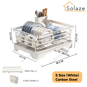 Solaze 304 Stainless Steel Kitchen Dish Rack Plastic Over-The-Sink Dish Drainer Space-Saving Storage Organizer for Bowls And Plates