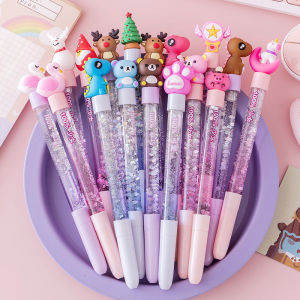 Writing Stationery Kawaii Gel Pen Liquid Colorful Quicksand Pen School Office Supplies Novel Creative Flash Cute Gel Pen Unicorn Gel Pen