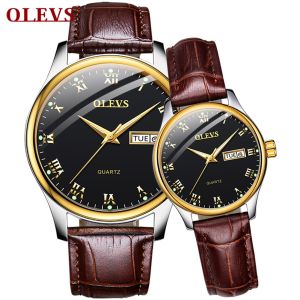 OLEVS 5568 Couple Hand Watch Quartz Watch Fashion Business date Timepiece Relogio Feminino Wristwatch Water Resistant